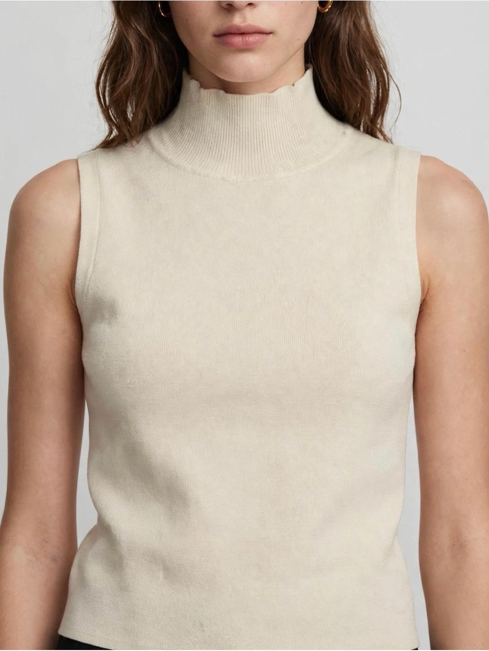 Zara Sleeveless Turtleneck Tank in Cream